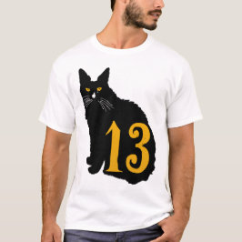 chat noir numero old school tattoo 13 tシャツ