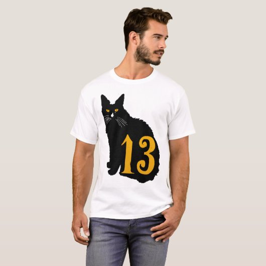 chat noir numero old school tattoo 13 tシャツ (正面フル)