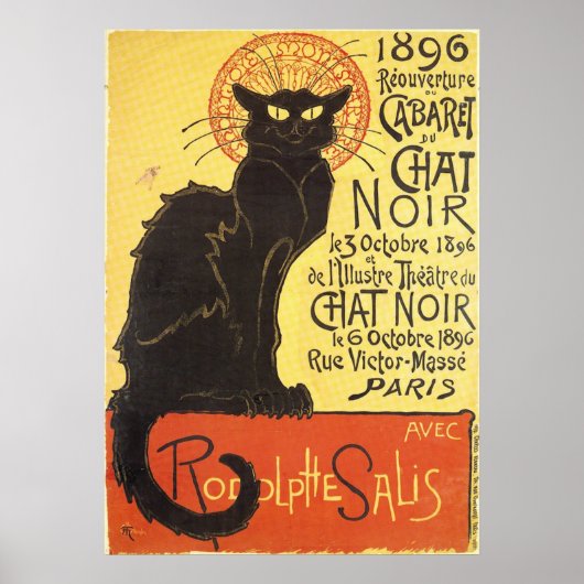 Chat Noir Steinlen Belle Epoque Vintage Art ポスター (正面)