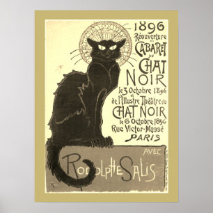 Chat Noir Steinlen Belle Epoque Vintage Sepia Art ポスター