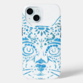 chat pochoirs bleu Case-Mate iPhoneケース (裏面)