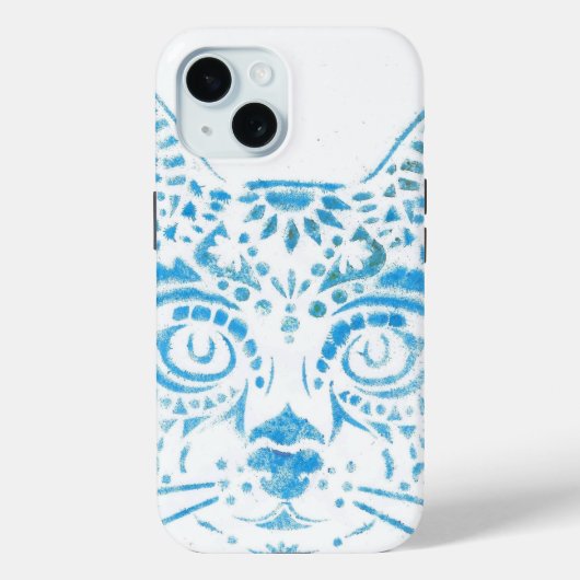 chat pochoirs bleu Case-Mate iPhoneケース (裏面)
