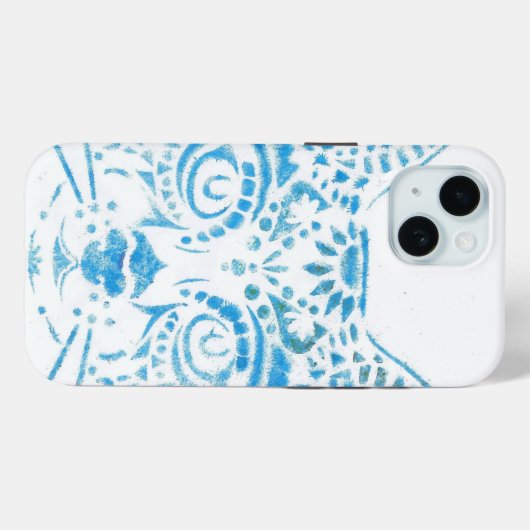 chat pochoirs bleu Case-Mate iPhoneケース (裏面 (横))