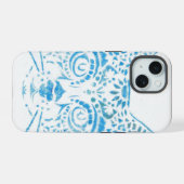 chat pochoirs bleu iPhone 15ケース (裏面横)