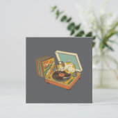 Chat Rétro Mélomane sur Platine Vinyle Vintage (スタンド正面)