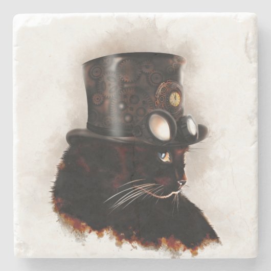 Chat steampunk ストーンコースター (正面)