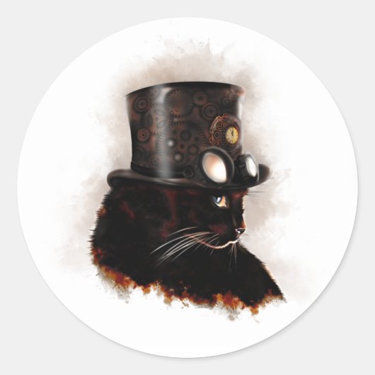 Chat steampunk ラウンドシール (正面)