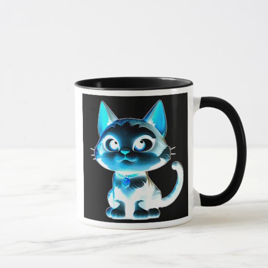 Chat stylisé à l’effet néon. マグカップ (右)