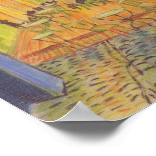 Chat sur la terrasse du café le soir Vincent van G ポスター (角)