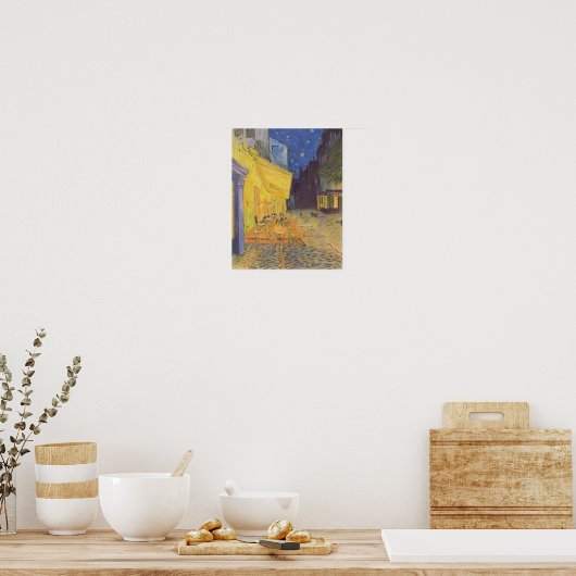 Chat sur la terrasse du café le soir Vincent van G ポスター (キッチン)
