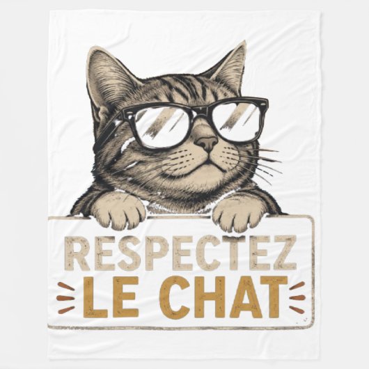 Chat Vectoriel Cool avec Lunettes de Soleil – fun フリースブランケット (正面)
