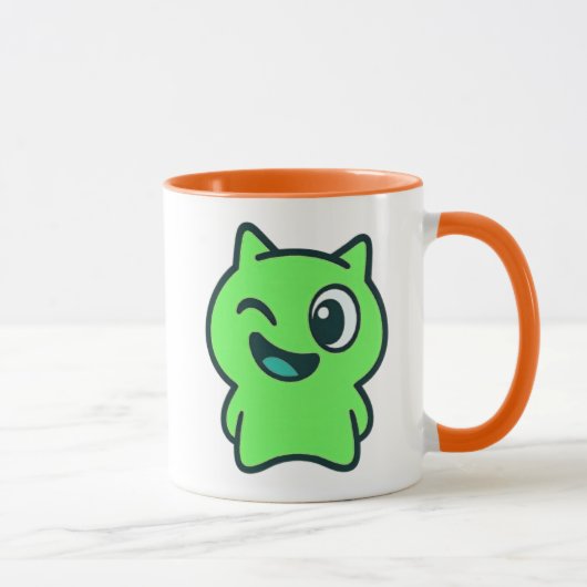 Chat vert clair cartoon fun et rigolo. マグカップ (右)
