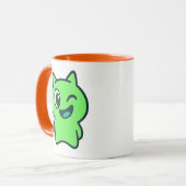 Chat vert clair cartoon fun et rigolo. マグカップ (正面左)