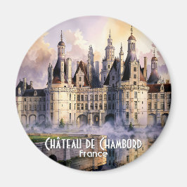 Chateau de Chambord Loire France Watercolor Castle マグネット