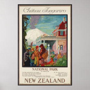 Chateau Tongariro New Zealand Vintage Travel Poste ポスター