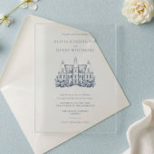 Chateau Venue Sketch Minimalist Wedding オールインワン招待状