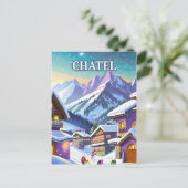 Châtel : Charme Authentique dans les Alpes enneigé ポストカード (スタンド正面)