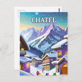 Châtel : Charme Authentique dans les Alpes enneigé ポストカード (正面/裏面)