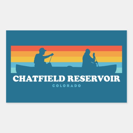 Chatfield Reservoir Colorado Canoe 長方形シール (正面)