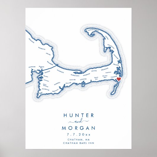 Chatham Bars Inn Wedding Navy Guest Book Poster ポスター (正面)