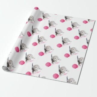 Chaton drôle adorable Low Poly mignon ラッピングペーパー