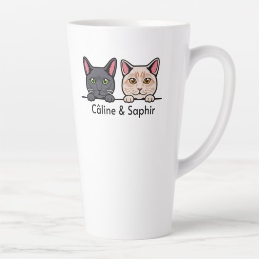 Chats en famille カフェラテマグ (右)