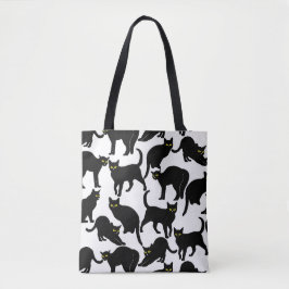 Chats Noirs sur Fond Blanc トートバッグ