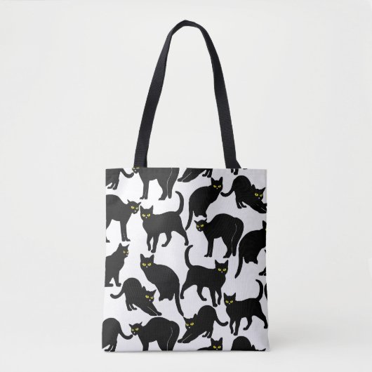 Chats Noirs sur Fond Blanc トートバッグ (正面)