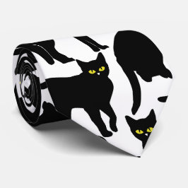 Chats Noirs sur Fond Blanc ネクタイ