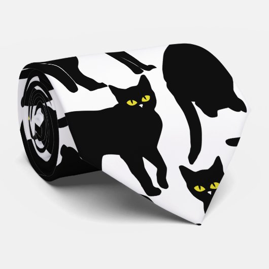 Chats Noirs sur Fond Blanc ネクタイ (ロール)