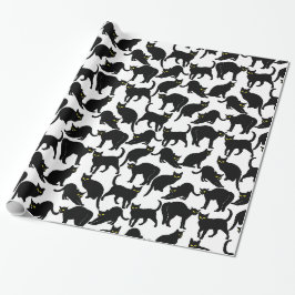 Chats Noirs sur Fond Blanc ラッピングペーパー