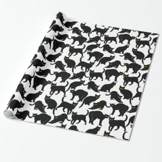 Chats Noirs sur Fond Blanc ラッピングペーパー