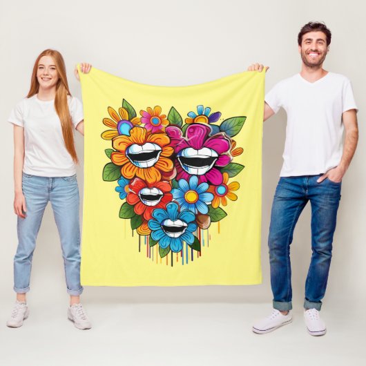 Chatty Blossoms Taza フリースブランケット (インサイチュ)