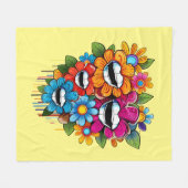 Chatty Blossoms Taza フリースブランケット (正面(横))