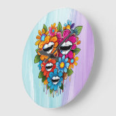 Chatty Blossoms Taza ラージ壁時計 (傾斜)