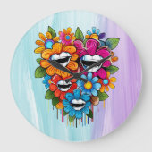 Chatty Blossoms Taza ラージ壁時計 (正面)