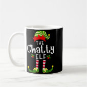 Chatty Christmas Elf Matching Pajama X-mas Party コーヒーマグカップ (左)