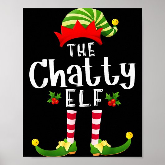 Chatty Christmas Elf Matching Pajama X-mas Party  ポスター (正面)