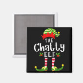 Chatty Christmas Elf Matching Pajama X-mas Party  マグネット (正面/裏面)