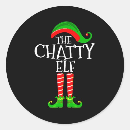 Chatty Elf Funny Matching Family Group Christmas P ラウンドシール (正面)