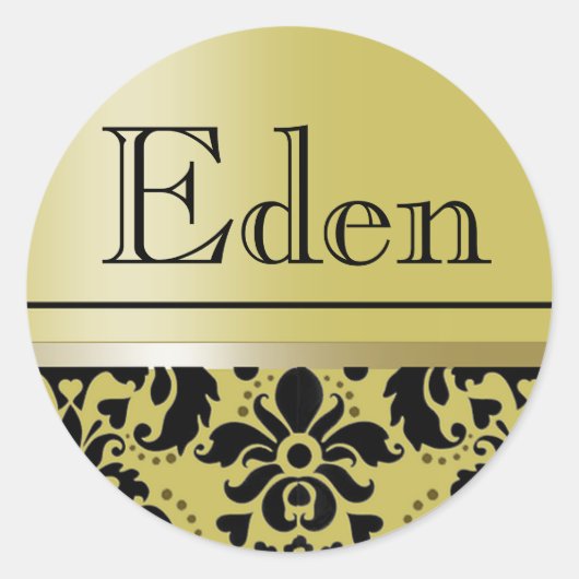 Chaucer Sticker "Eden" （金色/黒） ラウンドシール (正面)