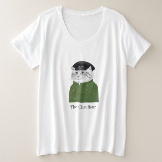 CHAUFFEUR CATウィメンズプラスサイズTシャツ プラスサイズTシャツ (デザイン正面)