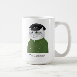 CHAUFFEUR CAT背の高い白いマグカップ+文字 コーヒーマグカップ