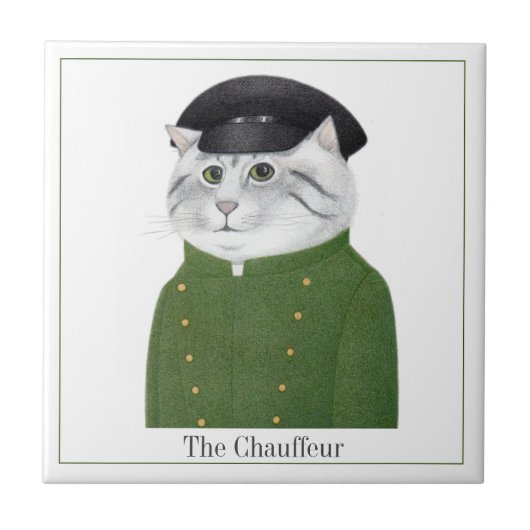 CHAUFFEUR CAT 4.25インチスクエアセラミックタイル+文字 タイル (正面)