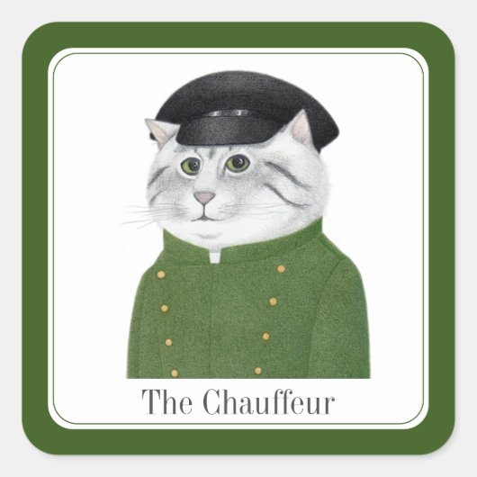 CHAUFFEUR CAT Small Squareステッカー+文字 スクエアシール (正面)