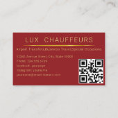 Chauffeur Driver Royal Gold Border Business Card 名刺 (裏面)