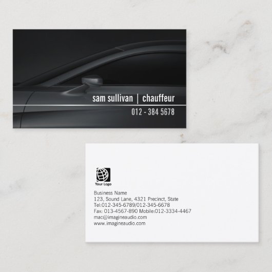 Chauffeur LimoService CarProfile 車の Chrome 名刺 (正面/裏面)