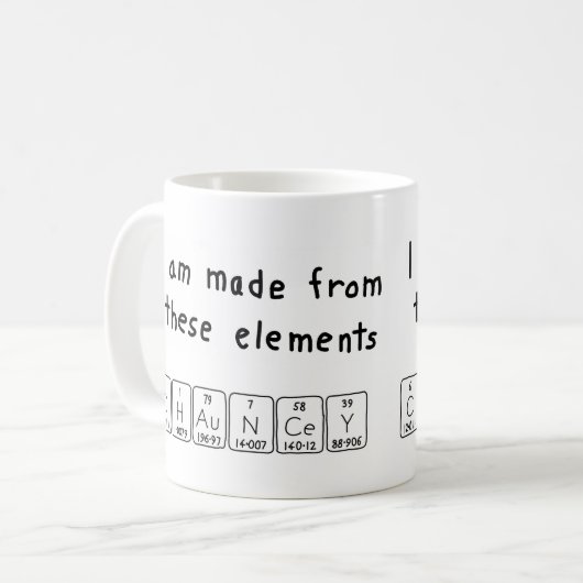 Chaunceyの周期表の名前のマグ コーヒーマグカップ (正面左)