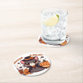 Chausie cat a Blend of よくはしゃぐかわいい&ハロウィーン ラウンドペーパーコースター (インサイチュ)