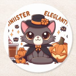Chausie cat a Blend of よくはしゃぐかわいい&ハロウィーン ラウンドペーパーコースター